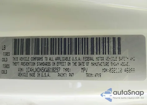 2019 Jeep Wrangler Unlimited Sport S 4X4 z USA, uszkodzony, nr VIN 1C4HJXDN5KW618297